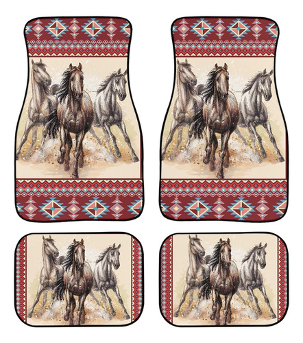 Native Tribal Horse Navajo - Juego De 4 Alfombrillas Delante