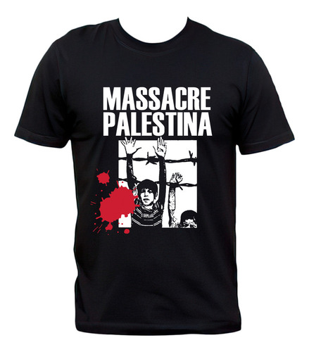 Remera Negra Massacre Palestina Rock Nacional 100% Algodón