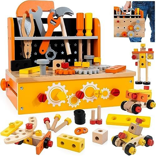 Kidwill Banco De Herramientas De Madera Para Ninos, Juego De