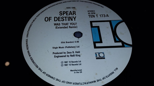 Spear Of Destiny Was That You Vinilo Maxi Uk 1987