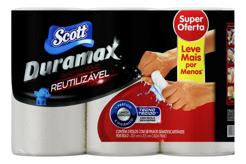 Pano Reutilizável Scott Duramax 174 Un Leve Mais Pague Menos Branco