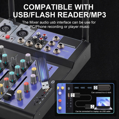 Mezclador De Audio Profesional De Siking Con Micrófono Dual,