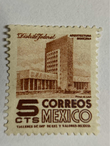 Sello Postal Mexico 1950 Distrito Federal 5 Centavos