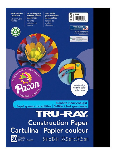 Tru-ray Pac103029bn Papel De Construcción, Color Negro, 9.1 