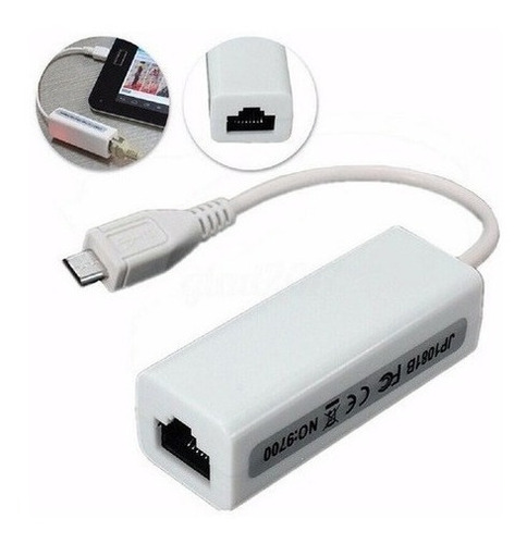 Adaptador Convertidor Micro-usb V8 A Internet Rj45 10/ 100