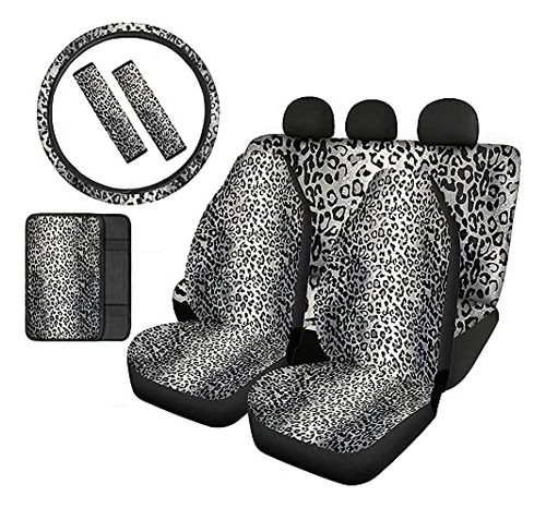 Biyejit Gris Leopard Imprimir Asiento De Coche Accesorios Pr