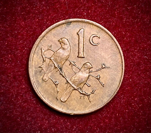 Moneda 1 Centavo Sudáfrica 1973 Km 82 Aves