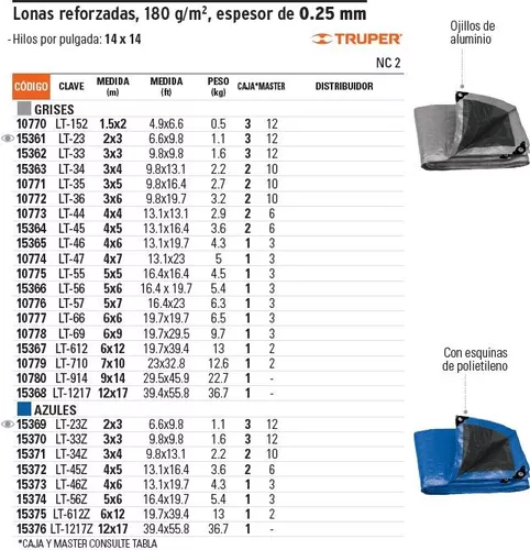 Bueno Hecho de vencimiento Lona Reforzada Gris 4 X 5 Mt Truper 15364