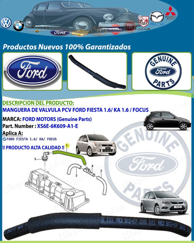 Manguera De Valvula Pcv Ford Fiesta 1.6 Ka 1.6 Focus
