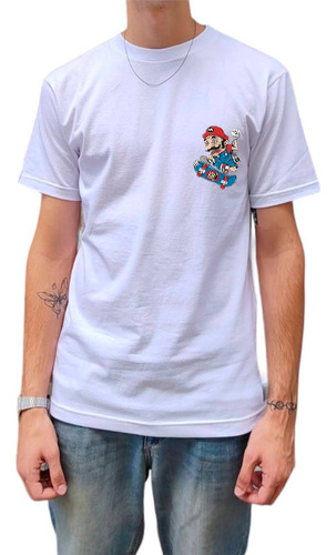 Remera  No Name Skateboard Mario Bross Skate -  Algodon 100%