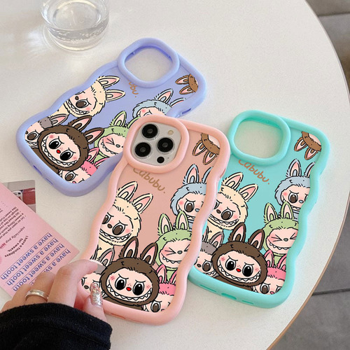 Sh Carcasa For iPhone Labubu Macaron Candy Color Wave