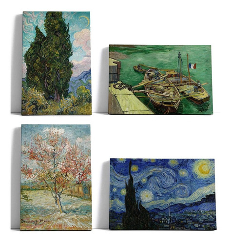 Set X4 Cuadros En Lienzo Van Gogh - 40x50cm C/u Lienzografía