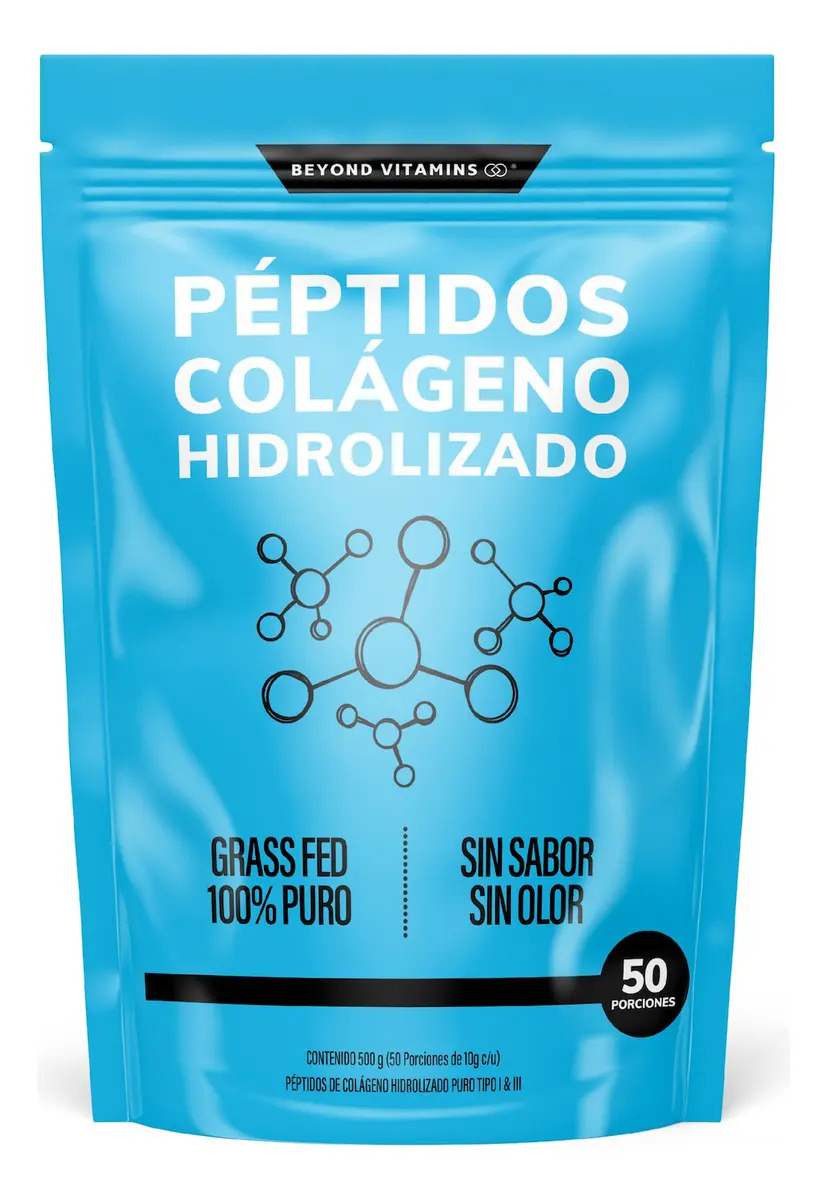 Péptidos Colágeno Hidrolizado Puro Tipo I y III - 500 g - 50 días - Disolución Rápida - Polvo Sin Sabor - 100% Pastoreo Libre - Colageno Hidrolizado Polvo | Beyond Vitamins