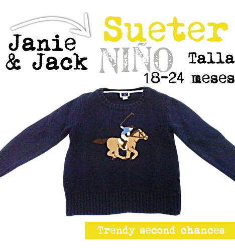 Sueter Azul Jinete Janie & Jack. La Segunda Bazar