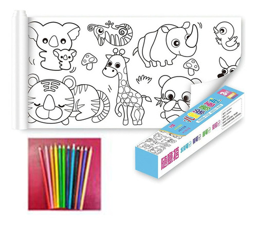 Rollo De Dibujo Infantil Con 12 Lápices De Colores Para Colo
