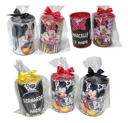 42 Cofrinhos Personalizados Mickey / Minie - Já Embalados