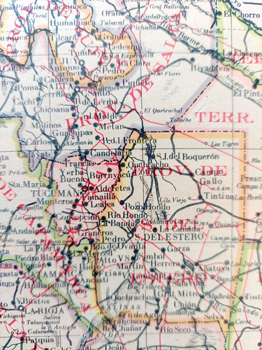 Mapa 1939 Ferrocarriles Argentina Chile Uruguay Patagonia (Usado)