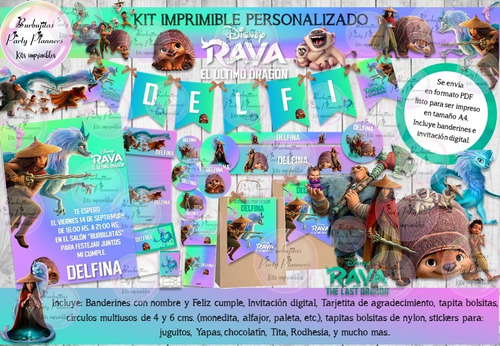 Kit Imprimible Candy Raya Y El Ultimo Dragon Personalizado