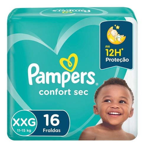 Fralda Pampers Confort Sec Nova Pacotão Tamanho Xxg 16 Unid