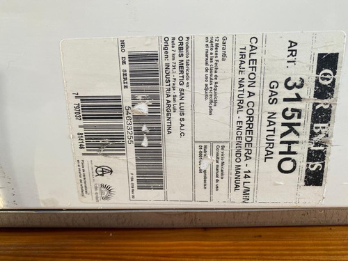 Calefon Orbis 315 Kho 14 Lts (Usado)