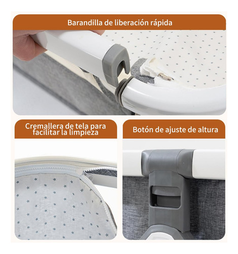 Finyqbet Cuna Colecho Para Bebé Plegable 3 En 1 6 Alturas