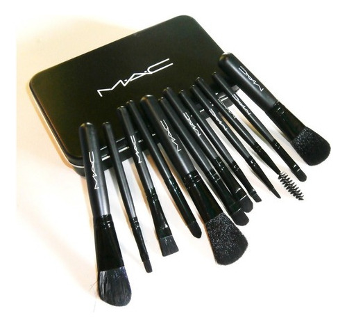 Set De 12 Brochas Mac Estuche De Latas