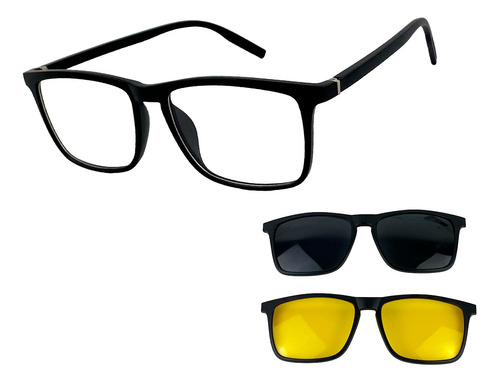 Kit Clip On Óculos 3 Em 1 Polarizado Dirigir Noite Envio 24h
