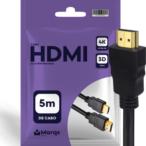 Cabo Hdmi Gold 5m Metros Mts 4k 3d Full Hd Blindado Tv Pc