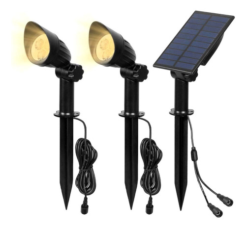 Foco Pincho Solar Para Jardín Con 2 Luces Calida 3w Ip65