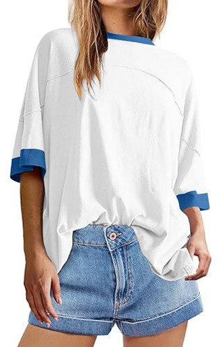 Camisa Extragrande De Patchwork Con Dobladillo Dividido Para