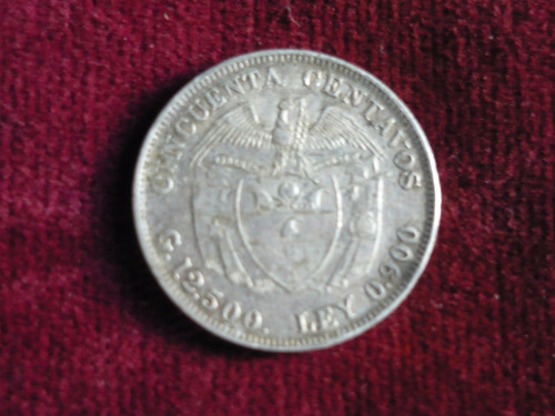 Moneda Colombia 1923 50 Ctvos. En Plata 900 12,5 Gr Buena (Usado)