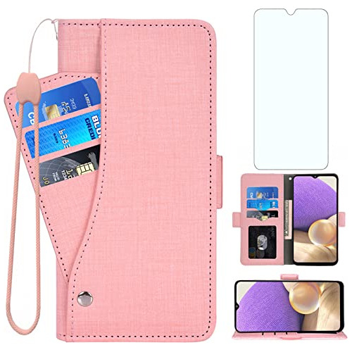 Funda Cartera Para Samsung Galaxy A32 5g Rosa 6.5 Pulgada Pi