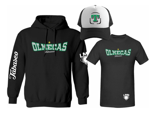 Kit Sudadera + Playera + Gorra Mod Lmb Olmecas De Tabasco