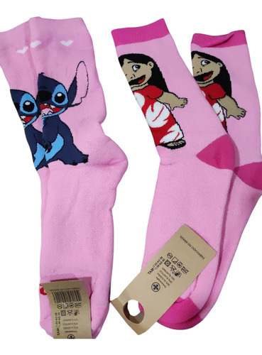 Kit 2 Meias Divertidas Lilo E Stich Stity Rosa Lilo E Stich Un 35-43