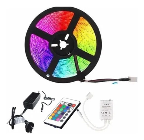 Tira Led 5050 Rgb 5 Metros Multicolor Combo Fuente + Control