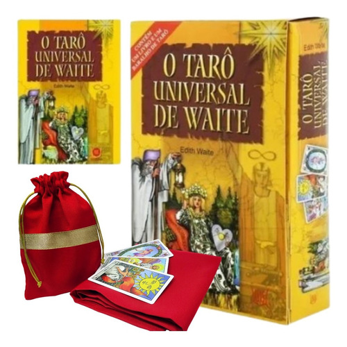 Imagem 1 de 7 de Tarô De Waite 78 Cartas + Livro + Toalha Vermelha + Saquinho
