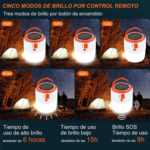 Luz De Emergencia Solar Recargable Usb For Campamento