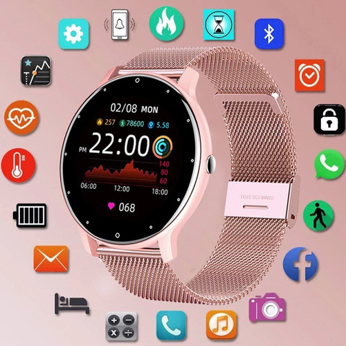 Reloj Inteligente Smart Tactil Bluetooth Multiuso Fitness Color de la caja Rosa