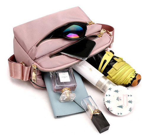 - Bolso Bandolera Con MĂșltiples Cremalleras Para Mujer