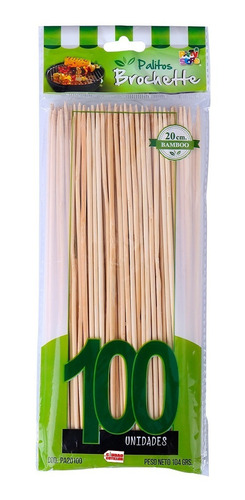 Palitos Brochette Bamboo X 100 20 Cm - Ciudad Cotillón 