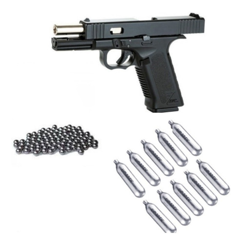 Pistola Glock 17 Kwc Blowback + 10 Co2 + 500 Balin Metal