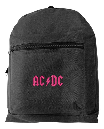 Mochila Escolar Rock Ac/dc Color Negro Diseño De La Tela Liso