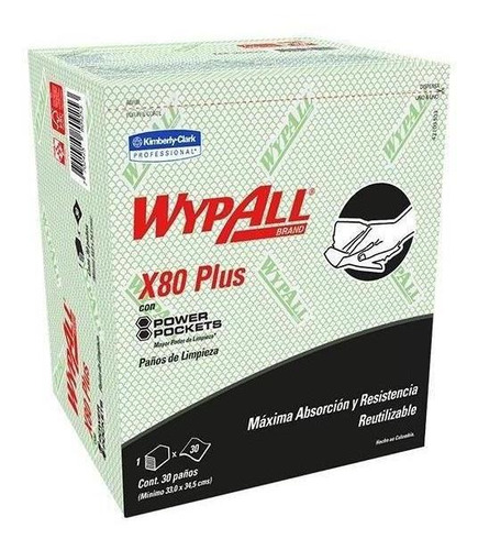 Paños De Limpieza Wypall X80 Plus Verde Con Power Pockets