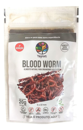 Blood Worm Em Conserva 30g Yepist Alimento Natural P/ Peixes