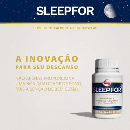 Sleepfor Com 60 Cápsulas Da Vitafor 470mg Triptofano 5htp