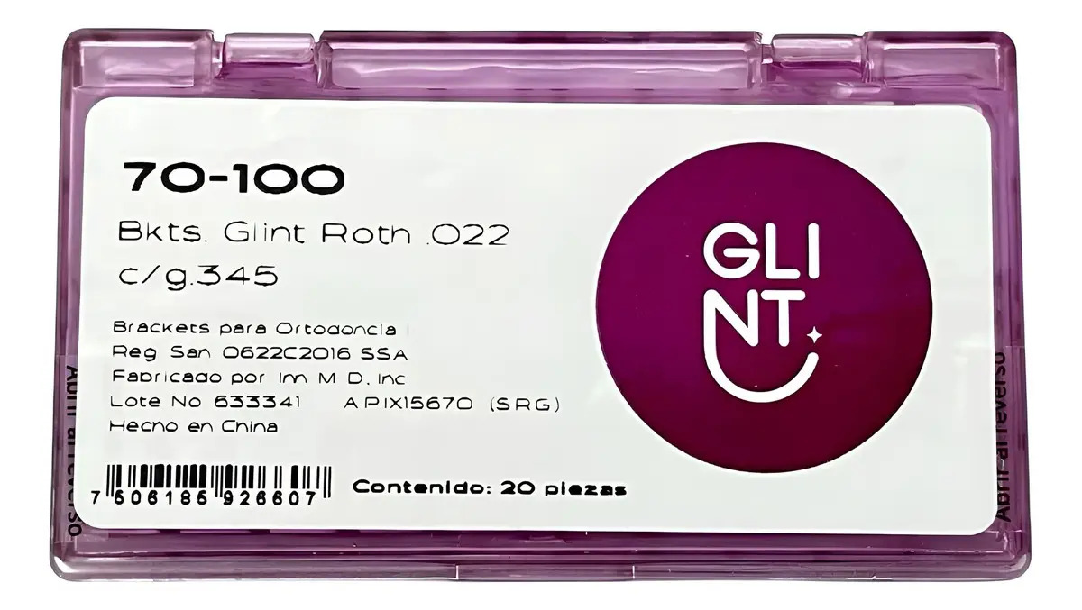 Brackets Borgatta Glint Roth .022 Con Gancho en 3, 4 y 5