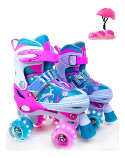 Patines Roller Niñas Con Luz Led+protecciones+envió+regalo