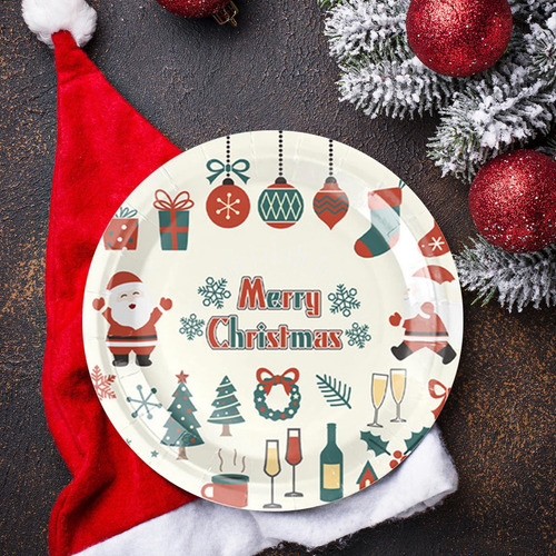 Platos De Papel Pintados Desechables Para Platos De Navidad