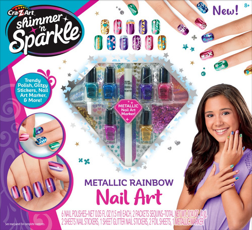Set De Uñas Metallic Rainbow Art Shimmer & Sparkle 180895