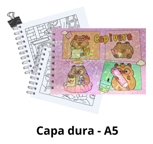 Caderno De Colorir Bobbie Goods Capivara Capa Dura A5 180 Gr